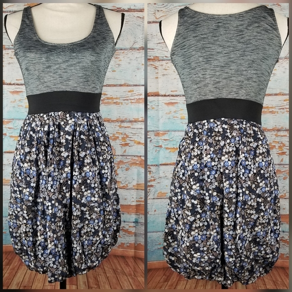 Zara Dresses & Skirts - Zara Basic gray tank floral bubble hem dress sz S